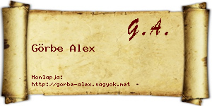 Görbe Alex névjegykártya